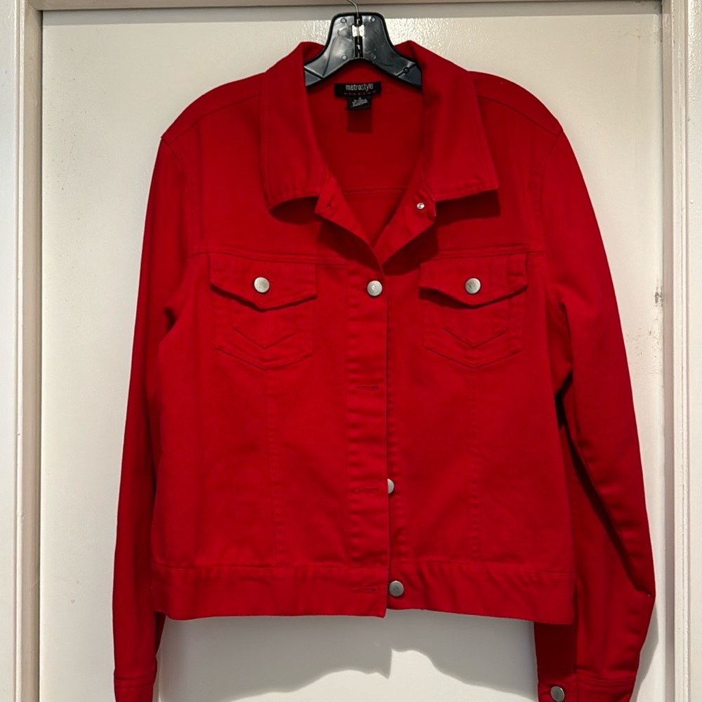 Metrostyle red denim jacket. Size16